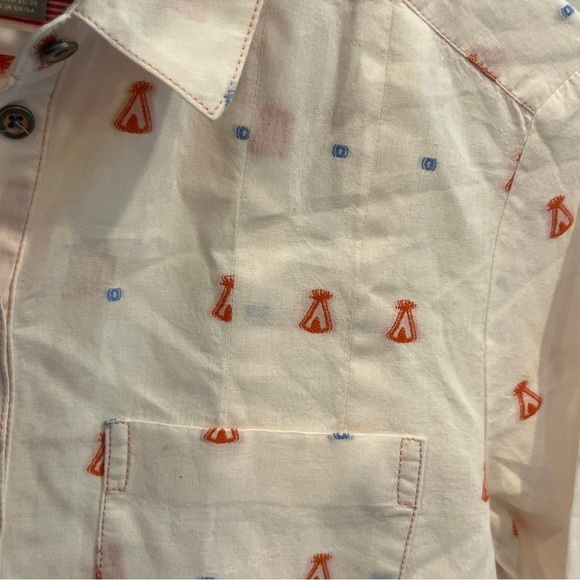 Maeve Anthropologie Miette Tee Pee Print Button Down Shirt Women's Size 4 - Picture 6 of 12